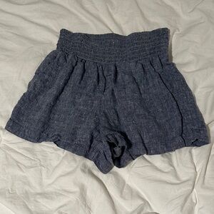 Crown & Ivy High Waist Navy Linen Shorts M Petite